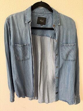 Rails Raw Hem Blue Denim Shirt